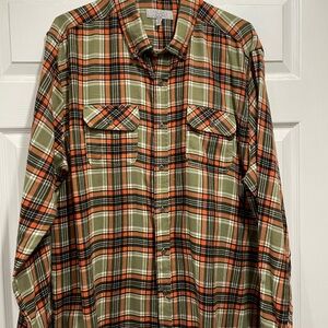 Men’s Plaid Button-Up Long-Sleeved Shirt - Size XXL